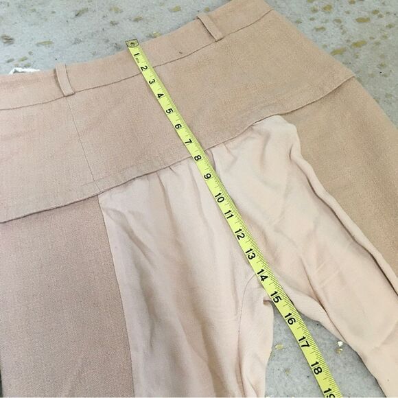 Cris Barros Womens Linen Blend High Rise Mixed Media Trouser Pants Peach Size 6 - Picture 10 of 11
